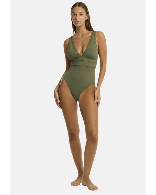 Sea Level Green Badeanzug Essentials Edit