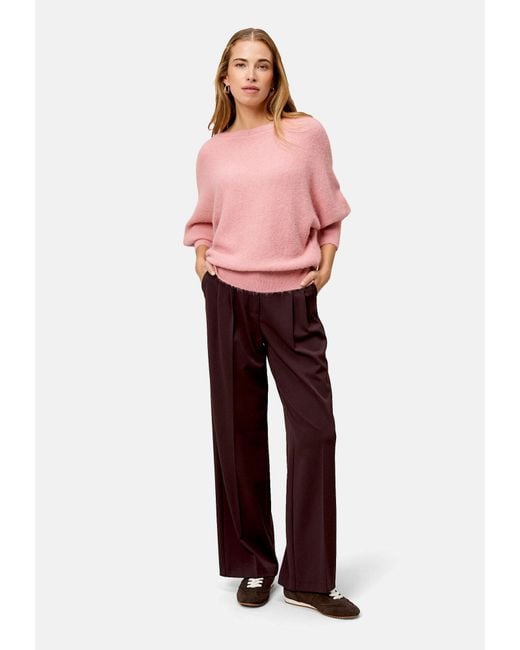 Zero Pink Strickpullover Mit U-Boot Ausschnitt