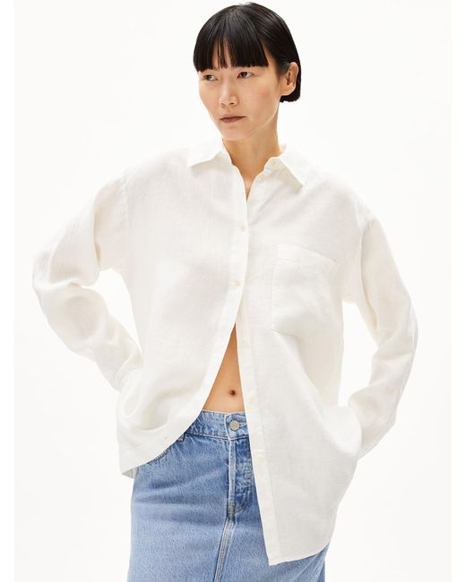 ARMEDANGELS White Bluse Maalgaa Pure Lino
