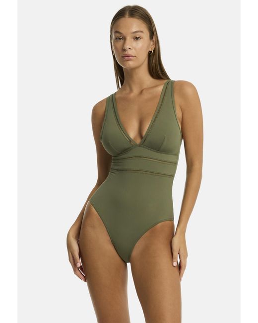Sea Level Green Badeanzug Essentials Edit