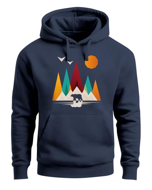 Neverless Sweatshirt Berg Bär Polygon in Blue für Herren