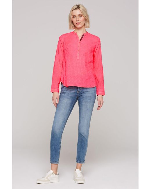 SOCCX Pink Strukturierte Bluse Mit Tunika-Ausschnitt