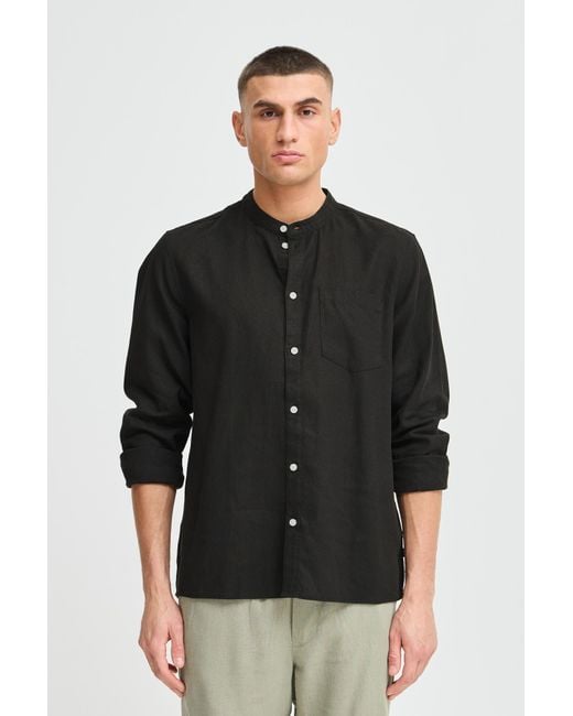 Solid Langarmhemd Sdallan China Sh in Black für Herren