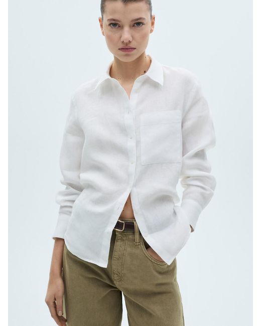 Mango White Bluse 'Lino'
