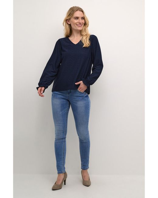 Cream Blue Bluse 'Mianna'