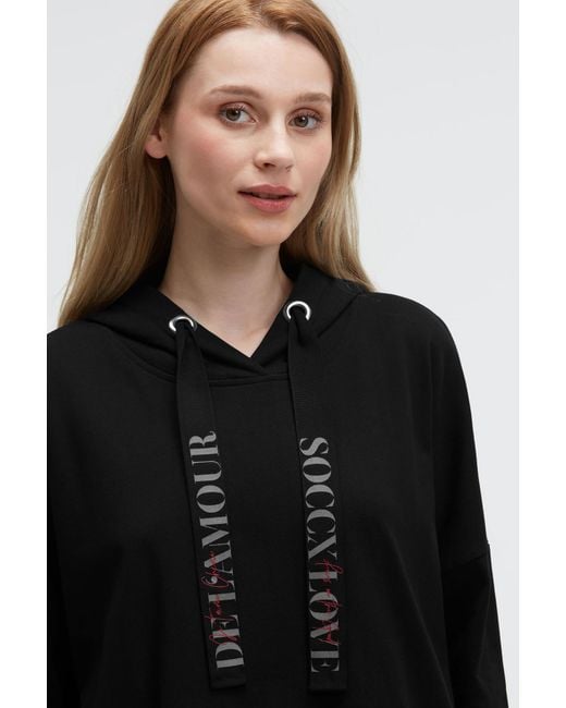 SOCCX Black Oversized Hoodie Mit Logo Print