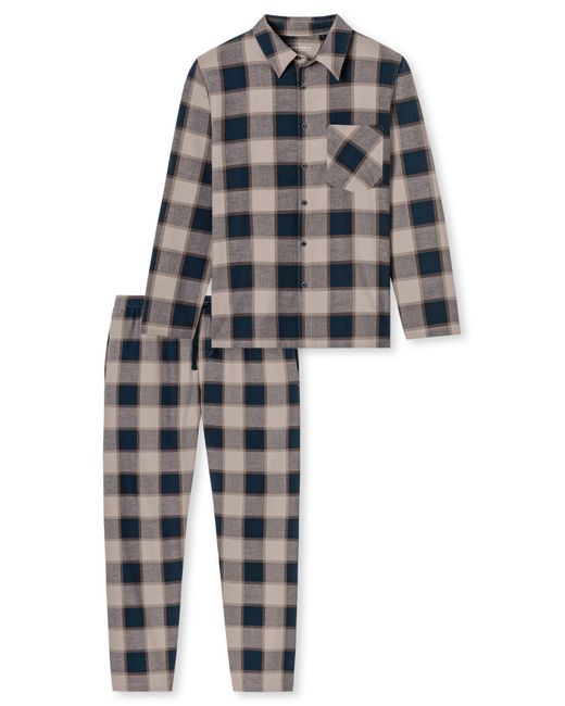 Schiesser Pyjama Selected Premium Warming in Black für Herren