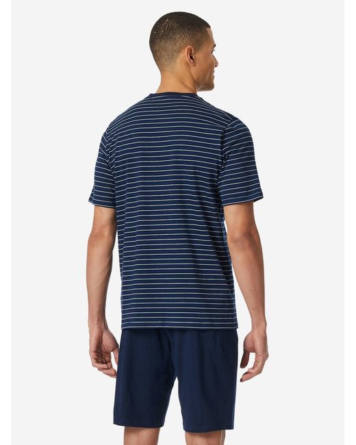 Schiesser Pyjama Kurz Casual Essentials in Blue für Herren