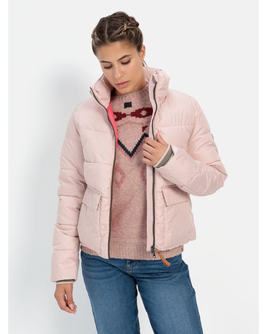 Camel Active Pink Cropped Pufferjacke Aus Recyceltem Polyester