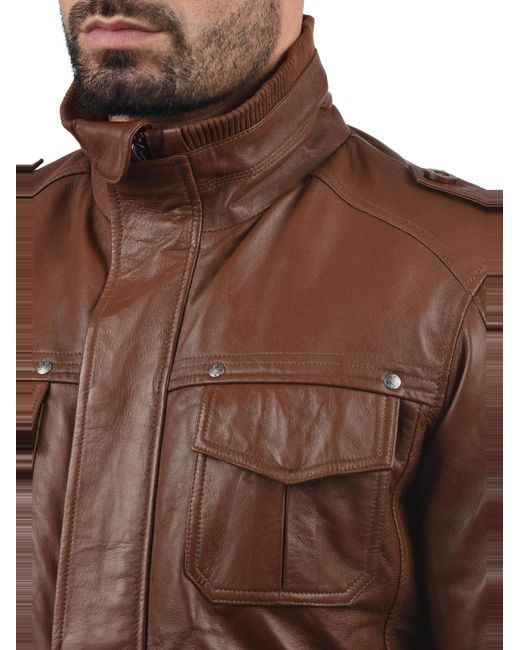 Solid Lederjacke Camash in Brown für Herren
