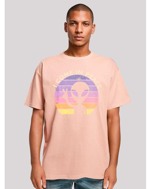 F4NT4STIC T-Shirt Alien Peace Sunset in Pink für Herren