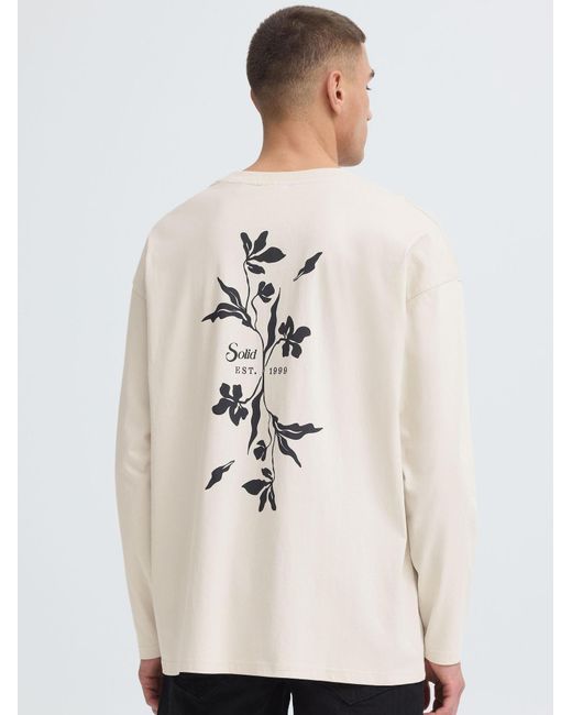 Solid Langarmshirt Sdamon Oversized in White für Herren