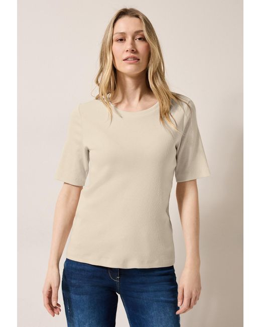 Cecil Natural Basic Rippstruktur T-Shirt