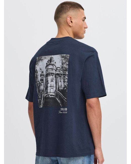 Solid Rundhalsshirt Sdbilop in Blue für Herren
