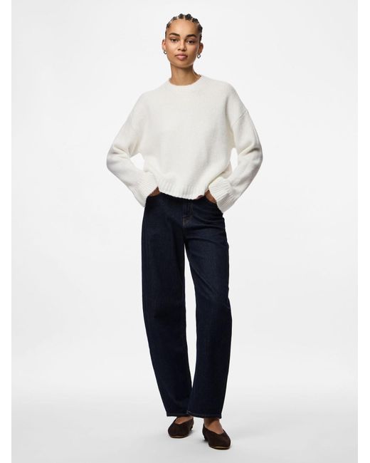Pieces White Strickpullover Pcjimma