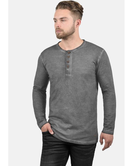 Solid Langarmshirt Timur in Gray für Herren