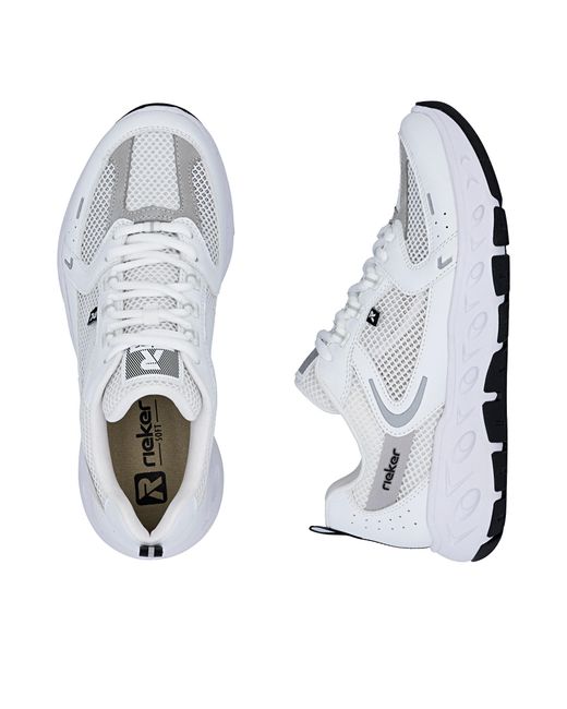 Rieker White Plateausneaker Schnürschuh, Freizeitsneaker, Halbschuh mit MemoSoft-Innensohle