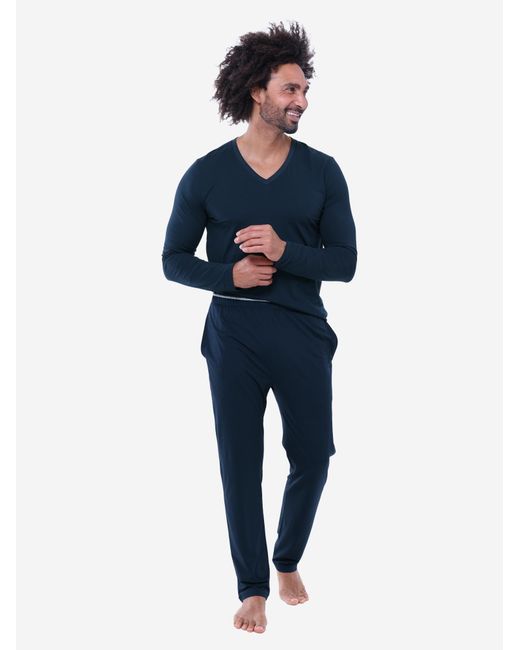 Mey Pyjama Lang Dry Cotton in Blue für Herren
