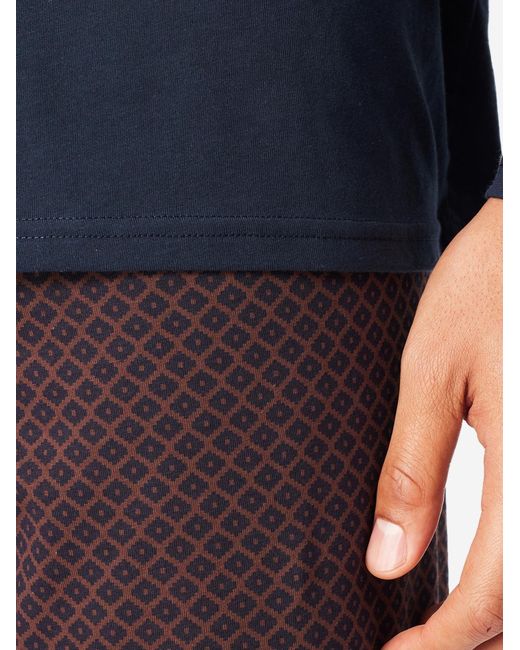 Schiesser Pyjama Lang Comfort Essentials in Blue für Herren