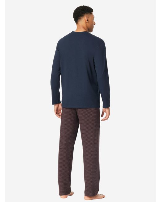Schiesser Pyjama Lang Comfort Essentials in Blue für Herren