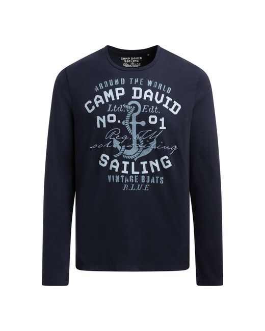 Camp David Longsleeve Mit Rubber Print Und Stickerei in Blue für Herren