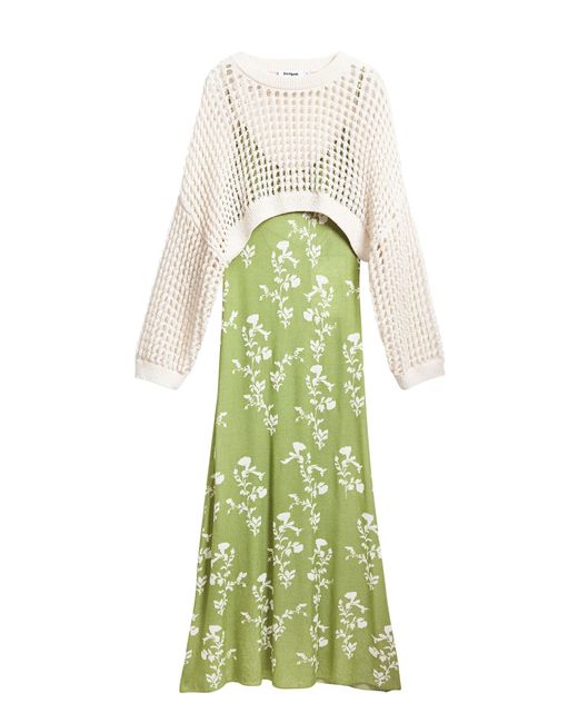 Desigual Green Set: Kleid Und Pullover