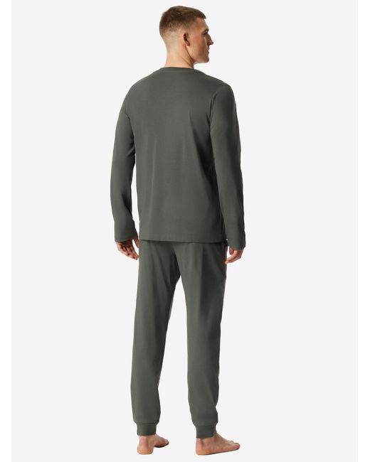 Schiesser Pyjama in Green für Herren