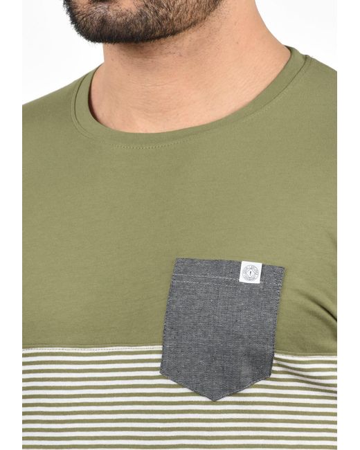 Solid Gestreiftes T-Shirt Malte Mit Brusttasche in Green für Herren