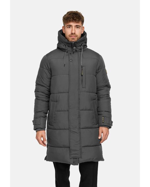 INDICODE Wintermantel Studs in Gray für Herren