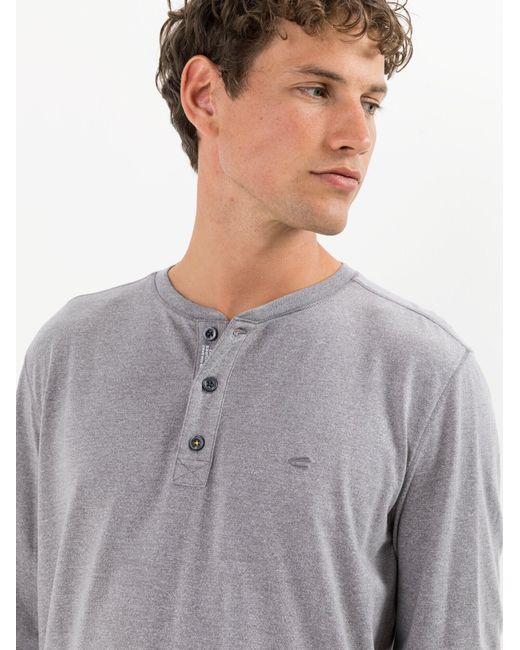 Camel Active Langarm Henleyshirt Aus Nachhaltigen Baumwollmix in Gray für Herren