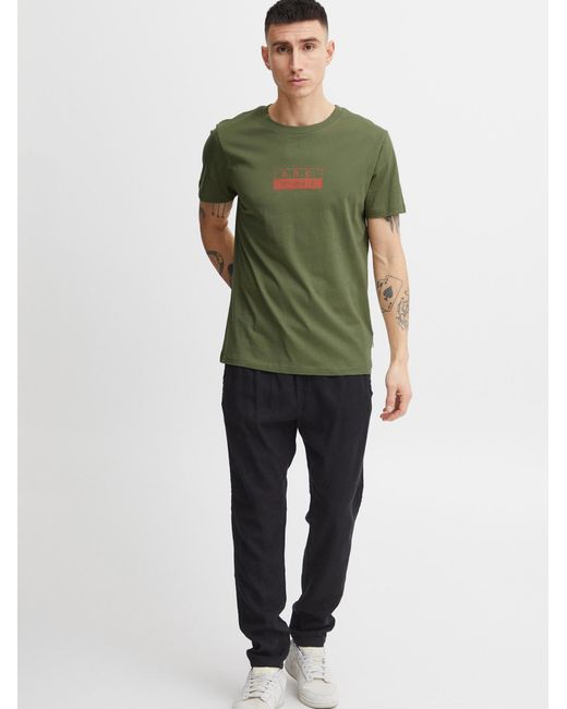 Solid T-Shirt in Green für Herren