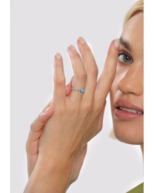 Elli Jewelry Blue Ring Opal, Verlobungsring, Vintage