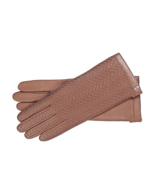 Roeckl Brown Fingerhandschuhe Heringbone Weaving