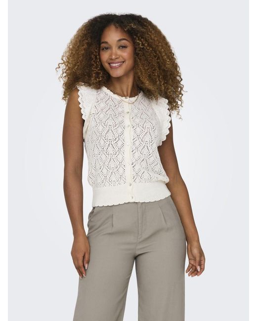 ONLY White Strickjacke 'Nettie'