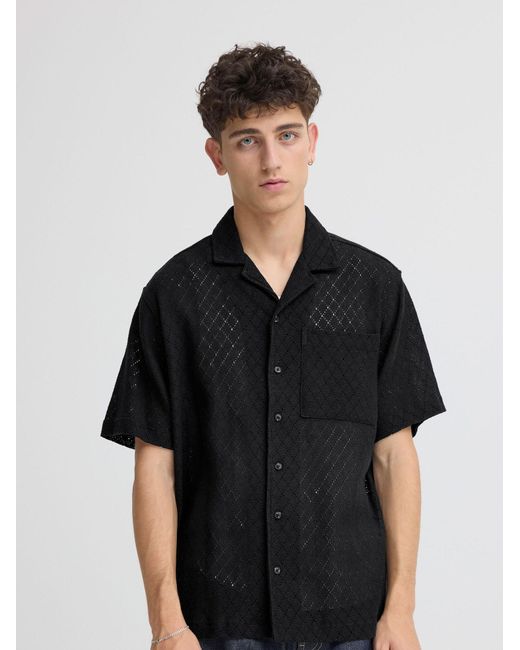 Solid Kurzarmhemd Sdteagan in Black für Herren