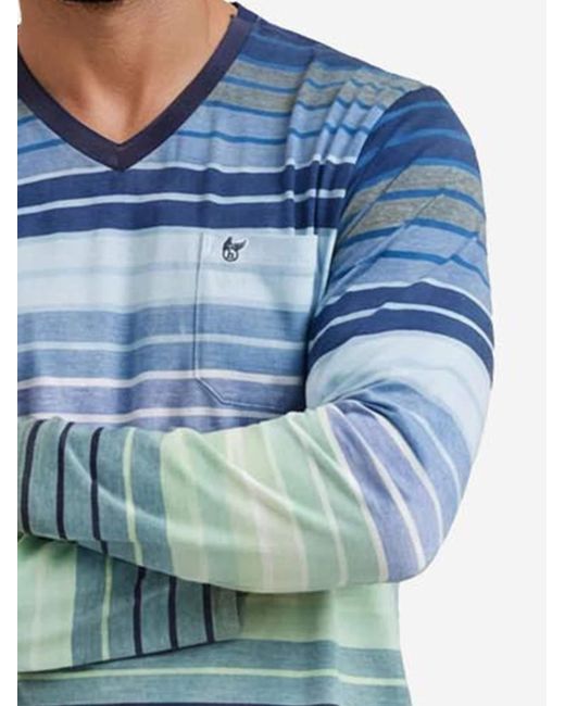 Hajo Pyjama Lang Klima Komfort in Blue für Herren