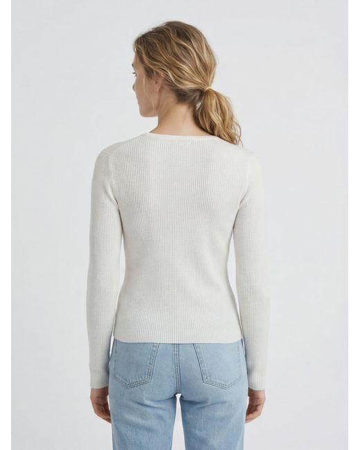 antargo White Pullover Basic Longsleeve With Buttons