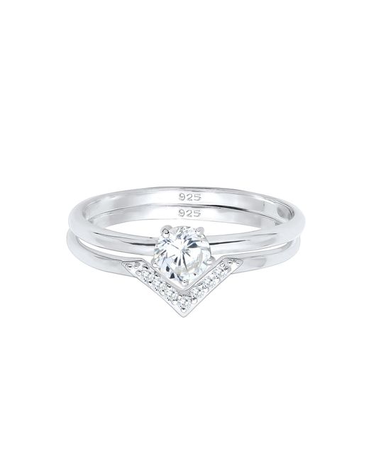 Elli Jewelry White Ring Set