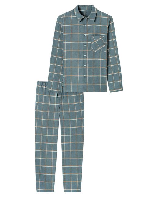 Schiesser Pyjama Selected Premium Warming in Blue für Herren