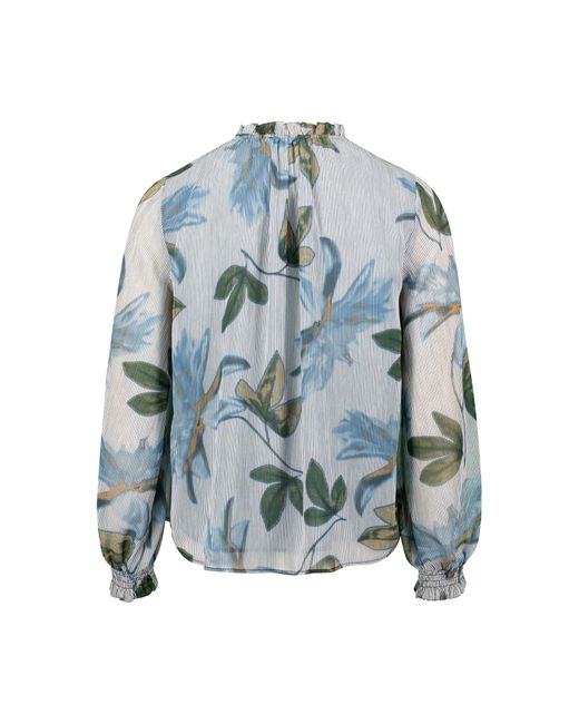 Zero Blue Chiffonbluse Mit Blätterdruck