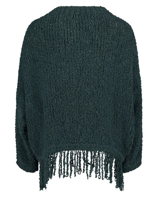 Cartoon Green Strickpullover Mit Fransen