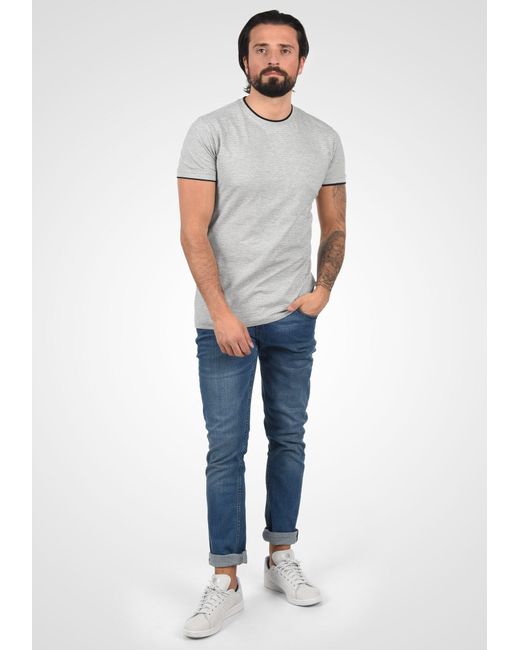Solid Rundhalsshirt 'saul' in Gray für Herren