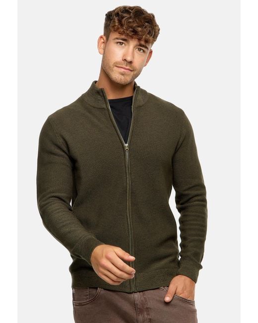 INDICODE Strickjacke in Green für Herren