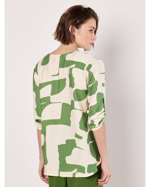 Apricot Green Abstract Shapes Blouse