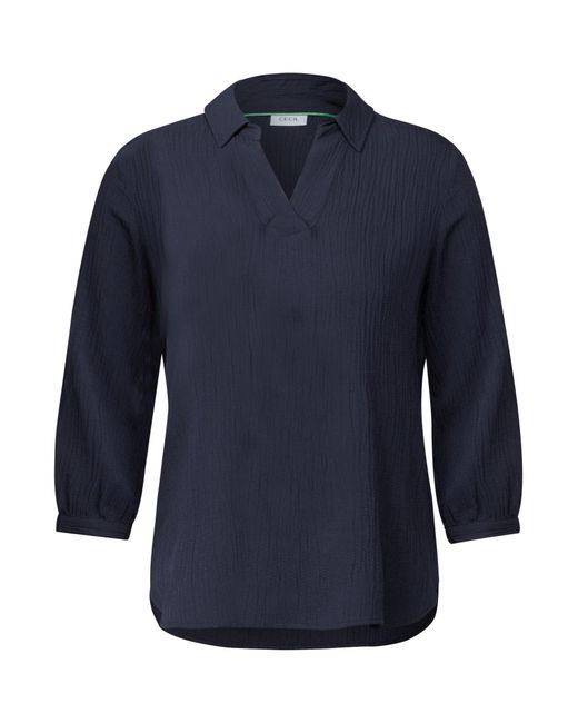 Cecil Blue Seersucker Bluse