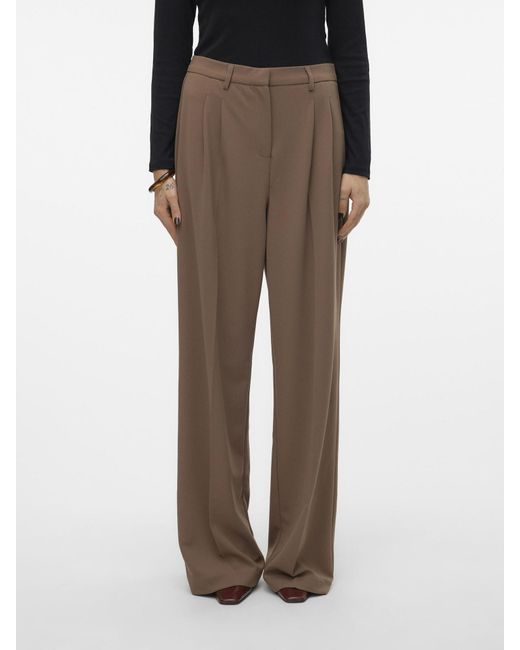 Vero Moda Brown Bundfaltenhose