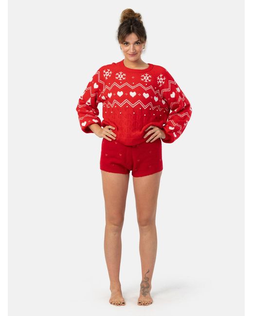 LEAFLETIC Red Pullover Pullover Sweater