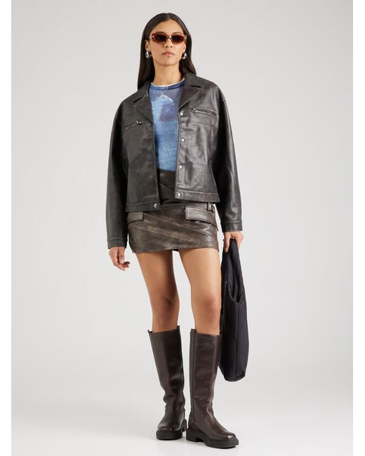 TOPSHOP Black – kurz geschnittene jacke aus kunstleder