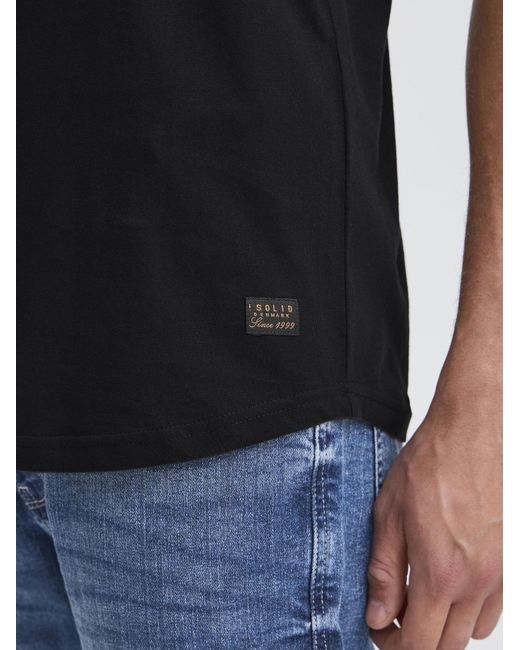 Solid Rundhalsshirt Sdjulisto in Black für Herren