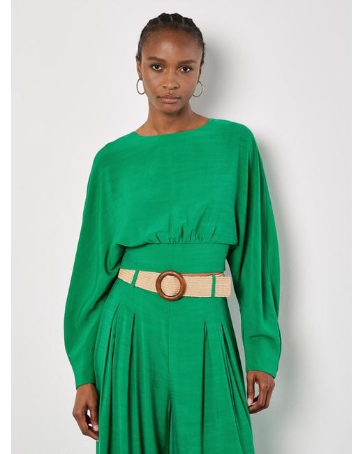 Apricot Green Split Back Crop Top